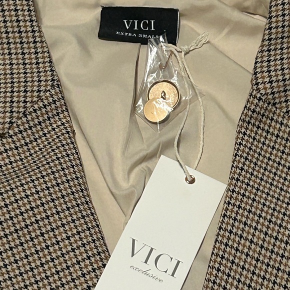 Vici Women's Checkered Blazer with Gold Accents - Picture 2 of 3